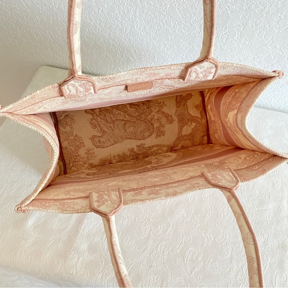 Christian Dior Pink Toile De Jouy Embroidery Medium Book Tote - Picture 6 of 16